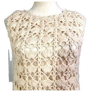 Vintage1960s 1970  Mod Knit Lined Midi Dress Wool  Ecru Beige Voguemont